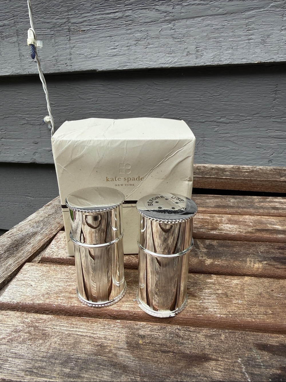 kate spade Silver Ribbed Salt and Pepper Shakers